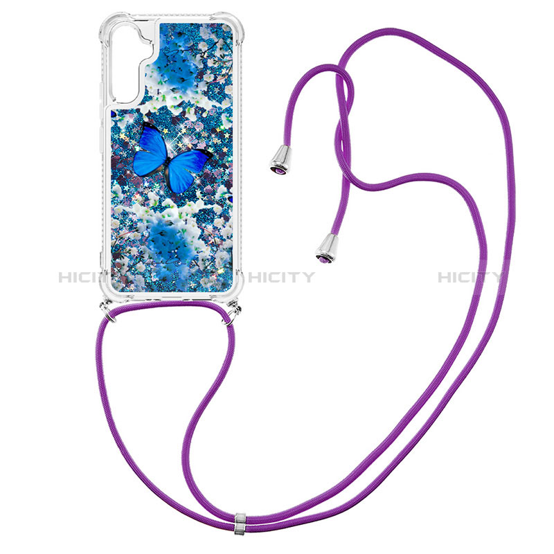 Silikon Hülle Handyhülle Gummi Schutzhülle Flexible Tasche Bling-Bling mit Schlüsselband Lanyard YB2 für Samsung Galaxy A34 5G