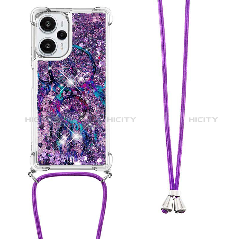 Silikon Hülle Handyhülle Gummi Schutzhülle Flexible Tasche Bling-Bling mit Schlüsselband Lanyard YB2 für Xiaomi Redmi Note 12 Turbo 5G