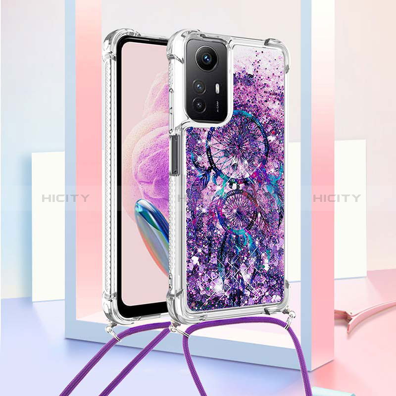 Silikon Hülle Handyhülle Gummi Schutzhülle Flexible Tasche Bling-Bling mit Schlüsselband Lanyard YB2 für Xiaomi Redmi Note 12S groß