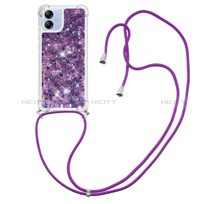 Silikon Hülle Handyhülle Gummi Schutzhülle Flexible Tasche Bling-Bling mit Schlüsselband Lanyard YB3 für Samsung Galaxy A04 4G