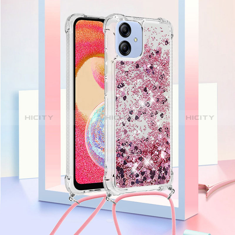 Silikon Hülle Handyhülle Gummi Schutzhülle Flexible Tasche Bling-Bling mit Schlüsselband Lanyard YB3 für Samsung Galaxy A04 4G