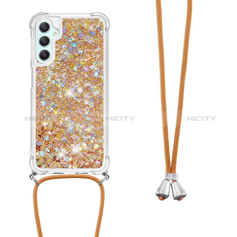 Silikon Hülle Handyhülle Gummi Schutzhülle Flexible Tasche Bling-Bling mit Schlüsselband Lanyard YB3 für Samsung Galaxy A24 4G