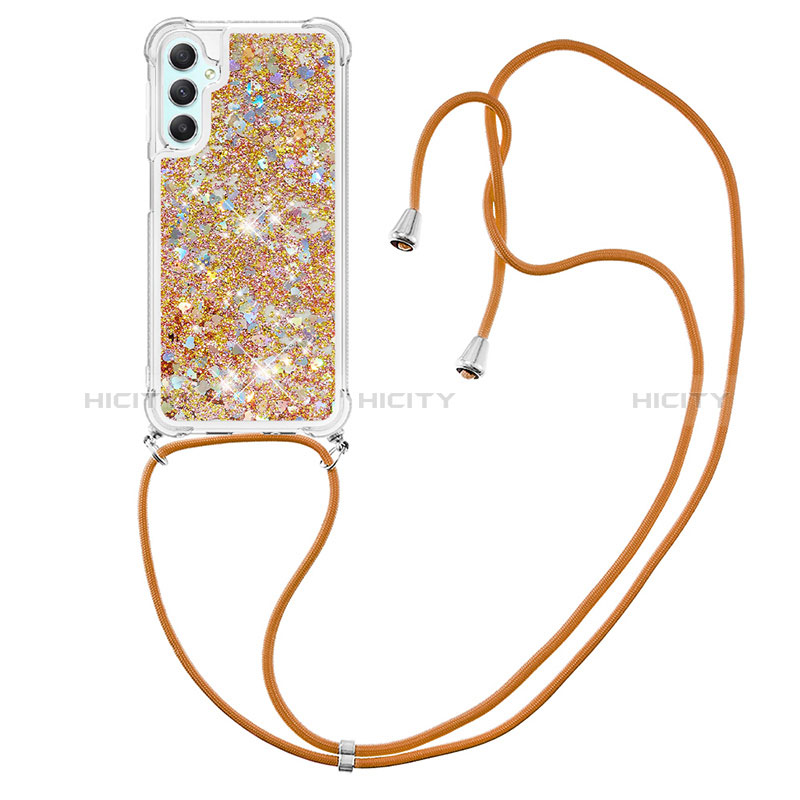 Silikon Hülle Handyhülle Gummi Schutzhülle Flexible Tasche Bling-Bling mit Schlüsselband Lanyard YB3 für Samsung Galaxy A24 4G