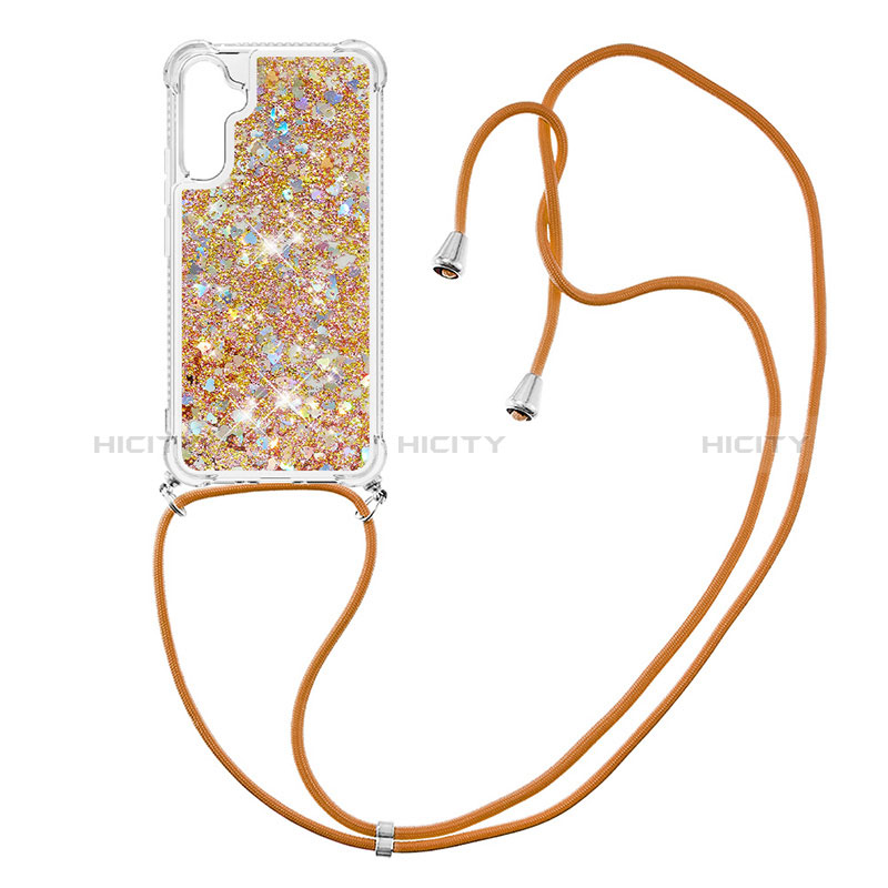 Silikon Hülle Handyhülle Gummi Schutzhülle Flexible Tasche Bling-Bling mit Schlüsselband Lanyard YB3 für Samsung Galaxy A34 5G