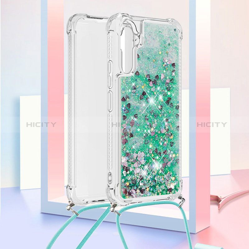 Silikon Hülle Handyhülle Gummi Schutzhülle Flexible Tasche Bling-Bling mit Schlüsselband Lanyard YB3 für Samsung Galaxy A34 5G