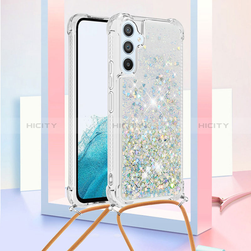 Silikon Hülle Handyhülle Gummi Schutzhülle Flexible Tasche Bling-Bling mit Schlüsselband Lanyard YB3 für Samsung Galaxy A54 5G groß