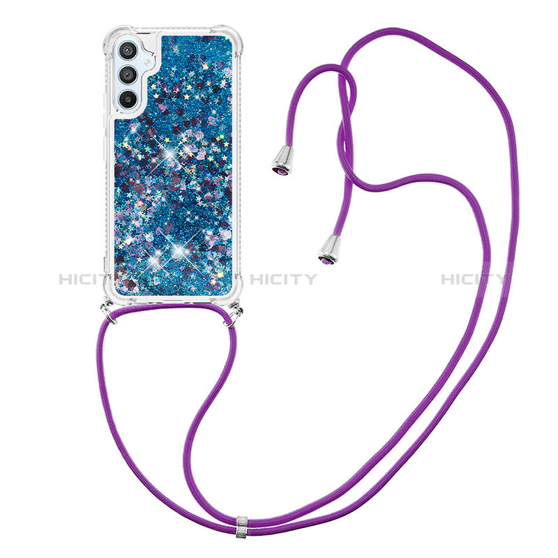 Silikon Hülle Handyhülle Gummi Schutzhülle Flexible Tasche Bling-Bling mit Schlüsselband Lanyard YB3 für Samsung Galaxy A54 5G groß