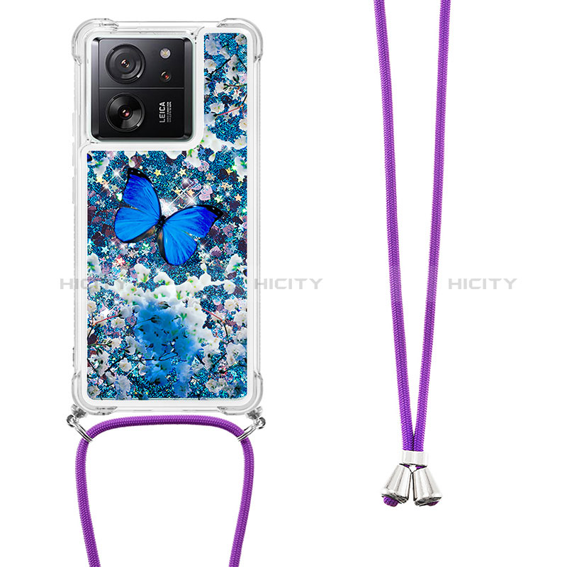 Silikon Hülle Handyhülle Gummi Schutzhülle Flexible Tasche Bling-Bling mit Schlüsselband Lanyard YB3 für Xiaomi Mi 13T 5G groß