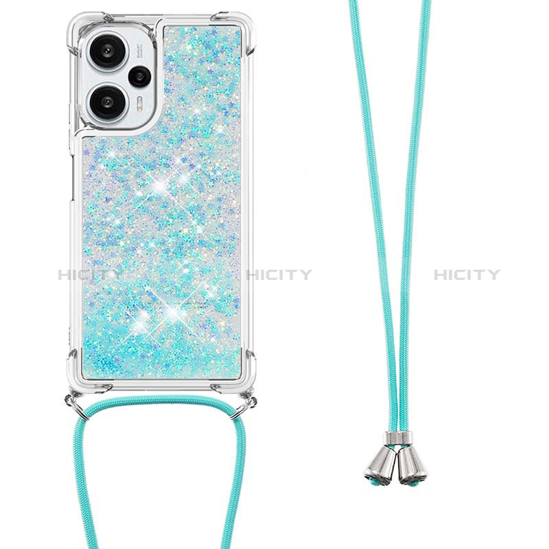 Silikon Hülle Handyhülle Gummi Schutzhülle Flexible Tasche Bling-Bling mit Schlüsselband Lanyard YB3 für Xiaomi Redmi Note 12 Turbo 5G