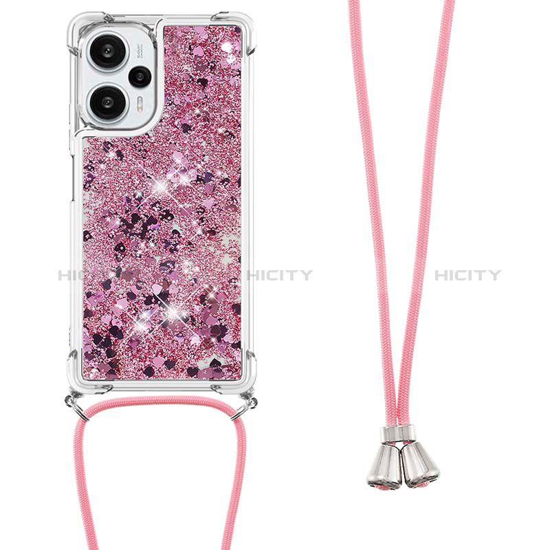 Silikon Hülle Handyhülle Gummi Schutzhülle Flexible Tasche Bling-Bling mit Schlüsselband Lanyard YB3 für Xiaomi Redmi Note 12 Turbo 5G