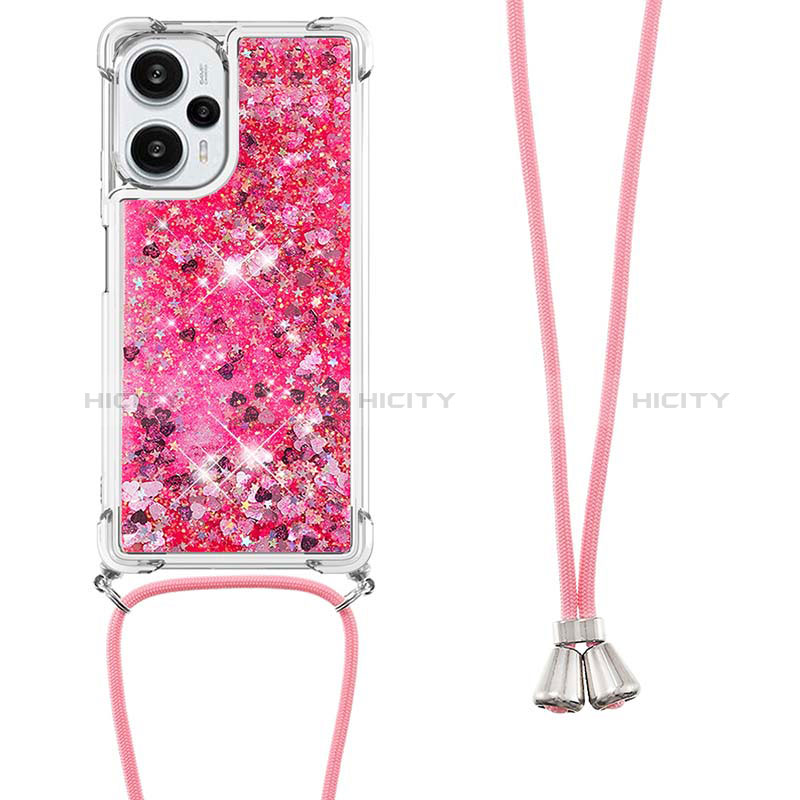 Silikon Hülle Handyhülle Gummi Schutzhülle Flexible Tasche Bling-Bling mit Schlüsselband Lanyard YB3 für Xiaomi Redmi Note 12 Turbo 5G