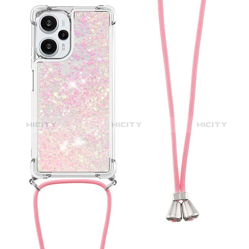 Silikon Hülle Handyhülle Gummi Schutzhülle Flexible Tasche Bling-Bling mit Schlüsselband Lanyard YB3 für Xiaomi Redmi Note 12 Turbo 5G