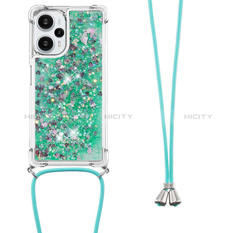 Silikon Hülle Handyhülle Gummi Schutzhülle Flexible Tasche Bling-Bling mit Schlüsselband Lanyard YB3 für Xiaomi Redmi Note 12 Turbo 5G