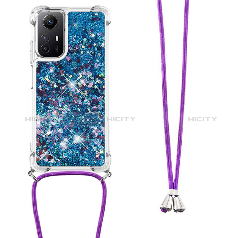 Silikon Hülle Handyhülle Gummi Schutzhülle Flexible Tasche Bling-Bling mit Schlüsselband Lanyard YB3 für Xiaomi Redmi Note 12S