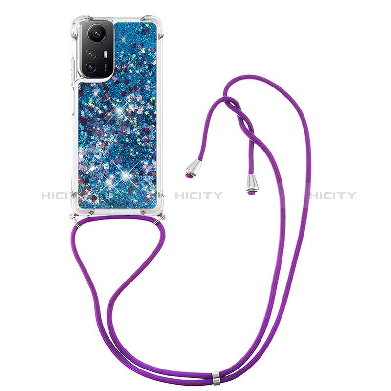 Silikon Hülle Handyhülle Gummi Schutzhülle Flexible Tasche Bling-Bling mit Schlüsselband Lanyard YB3 für Xiaomi Redmi Note 12S