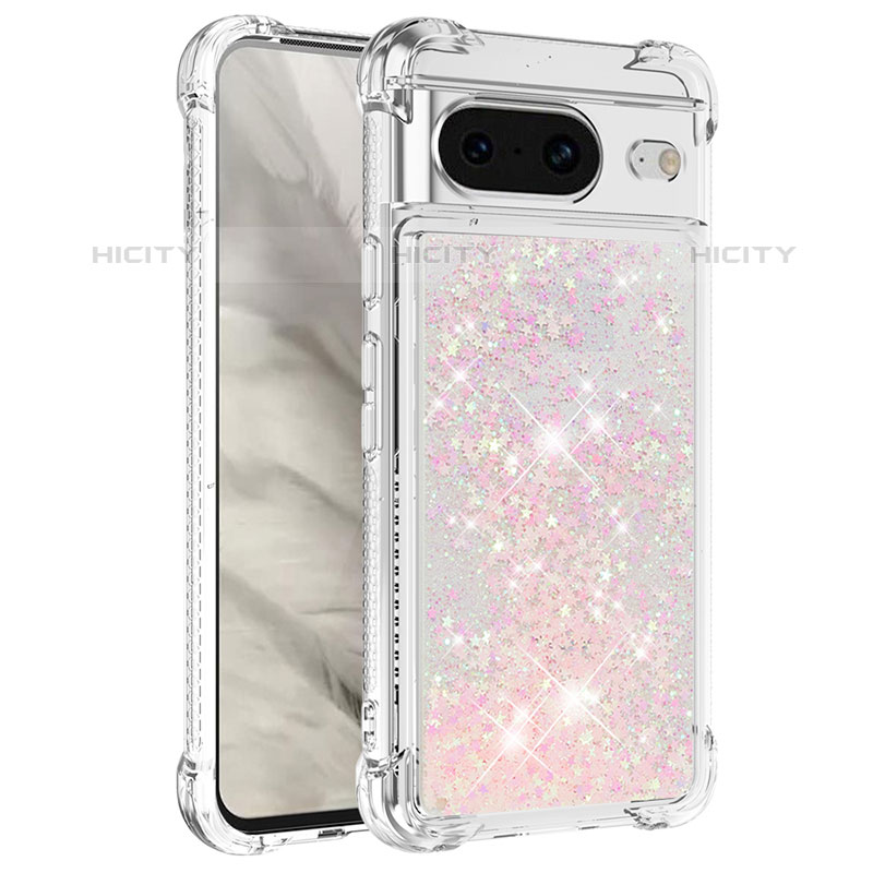 Silikon Hülle Handyhülle Gummi Schutzhülle Flexible Tasche Bling-Bling S01 für Google Pixel 8 5G Rosa