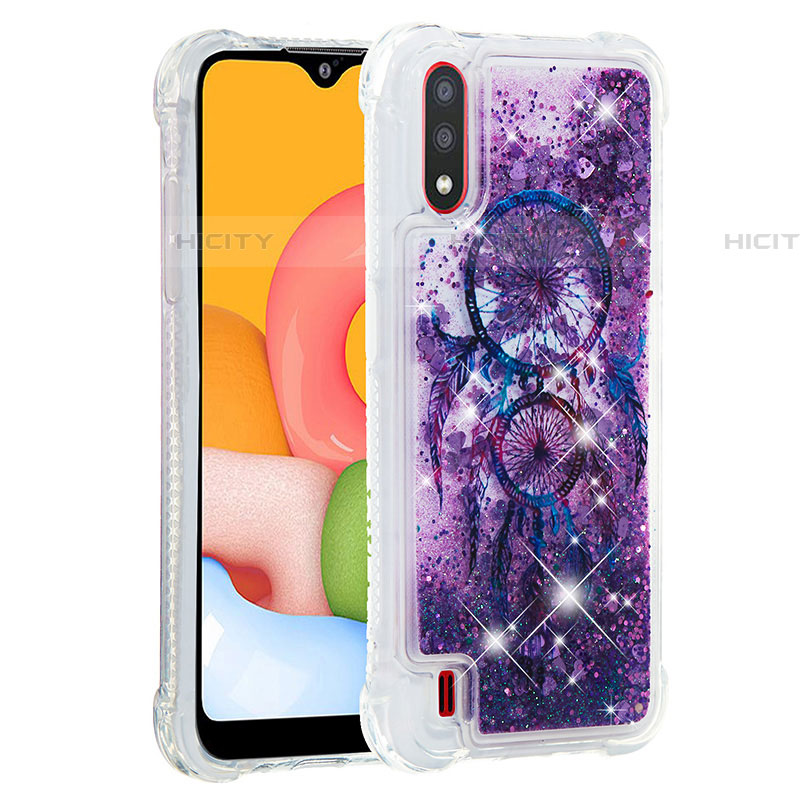 Silikon Hülle Handyhülle Gummi Schutzhülle Flexible Tasche Bling-Bling S01 für Samsung Galaxy A01 SM-A015 Violett