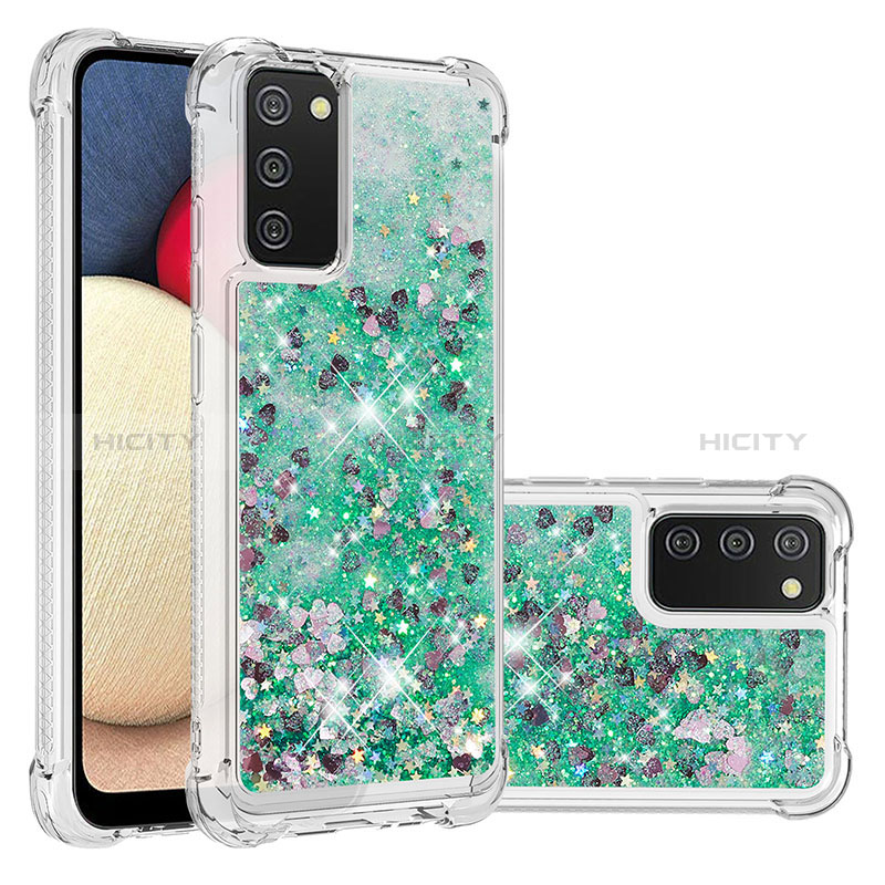 Silikon Hülle Handyhülle Gummi Schutzhülle Flexible Tasche Bling-Bling S01 für Samsung Galaxy A02s Grün