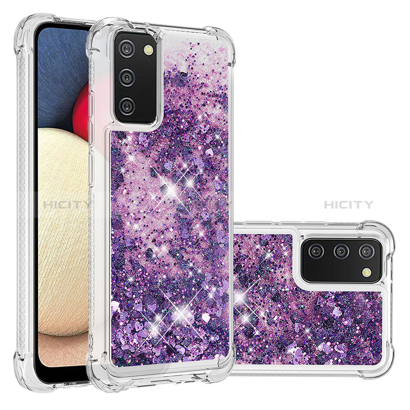 Silikon Hülle Handyhülle Gummi Schutzhülle Flexible Tasche Bling-Bling S01 für Samsung Galaxy A02s Violett Plus