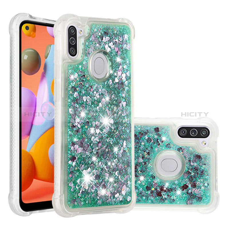 Silikon Hülle Handyhülle Gummi Schutzhülle Flexible Tasche Bling-Bling S01 für Samsung Galaxy A11 Grün Plus