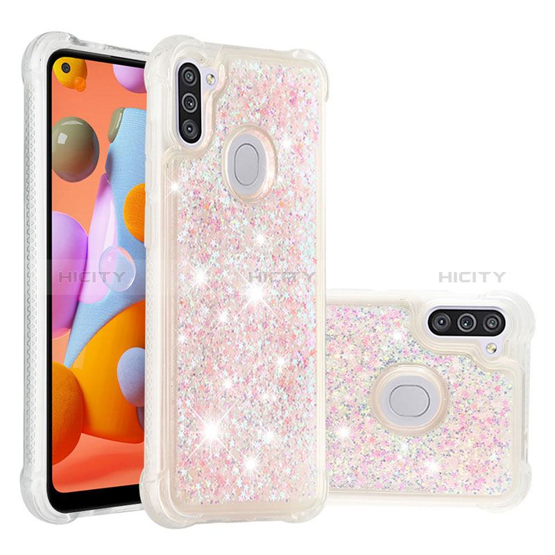 Silikon Hülle Handyhülle Gummi Schutzhülle Flexible Tasche Bling-Bling S01 für Samsung Galaxy A11 Rosa Plus