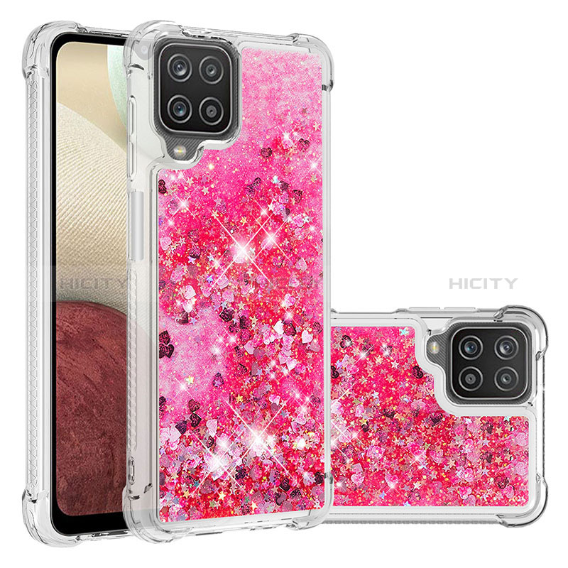 Silikon Hülle Handyhülle Gummi Schutzhülle Flexible Tasche Bling-Bling S01 für Samsung Galaxy A12 Pink