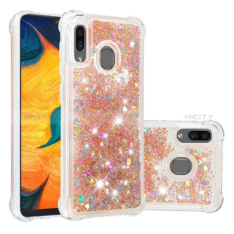 Silikon Hülle Handyhülle Gummi Schutzhülle Flexible Tasche Bling-Bling S01 für Samsung Galaxy A20 Gold