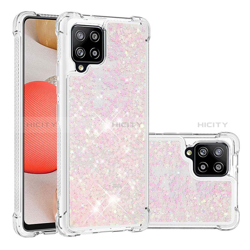 Silikon Hülle Handyhülle Gummi Schutzhülle Flexible Tasche Bling-Bling S01 für Samsung Galaxy A42 5G Rosa