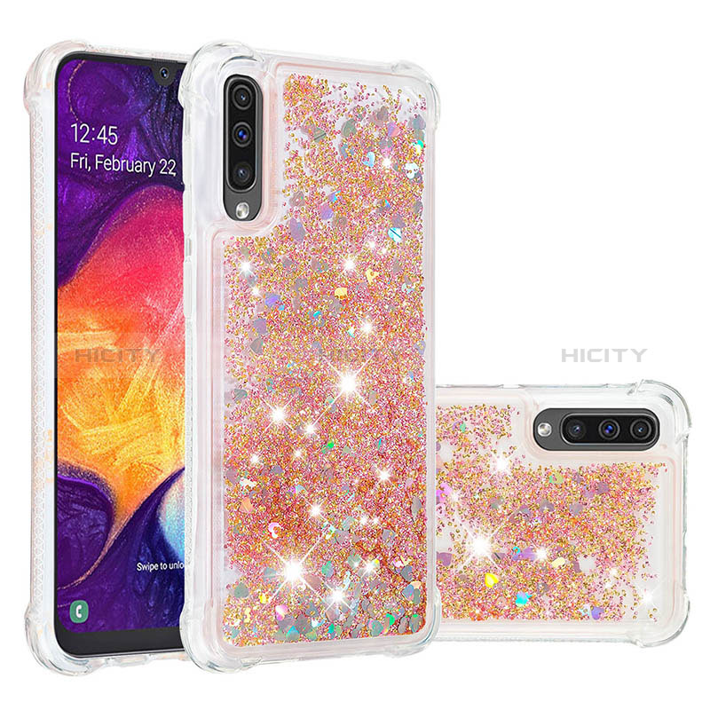 Silikon Hülle Handyhülle Gummi Schutzhülle Flexible Tasche Bling-Bling S01 für Samsung Galaxy A50S Gold Plus