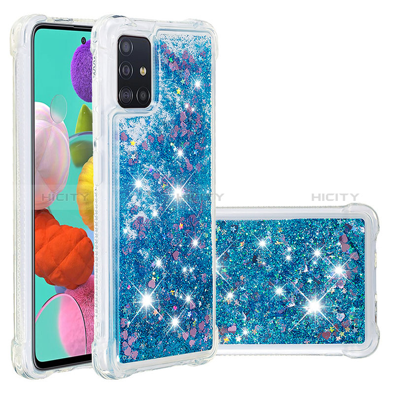 Silikon Hülle Handyhülle Gummi Schutzhülle Flexible Tasche Bling-Bling S01 für Samsung Galaxy A51 5G Blau