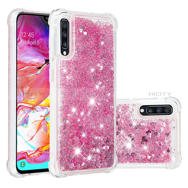 Silikon Hülle Handyhülle Gummi Schutzhülle Flexible Tasche Bling-Bling S01 für Samsung Galaxy A70 Pink