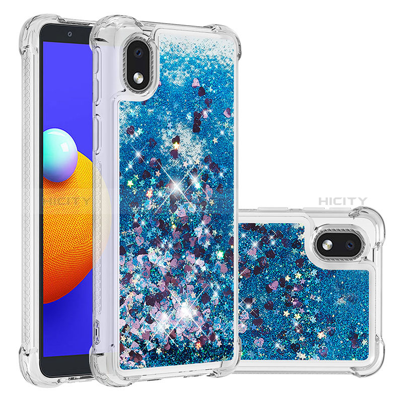 Silikon Hülle Handyhülle Gummi Schutzhülle Flexible Tasche Bling-Bling S01 für Samsung Galaxy M01 Core Blau