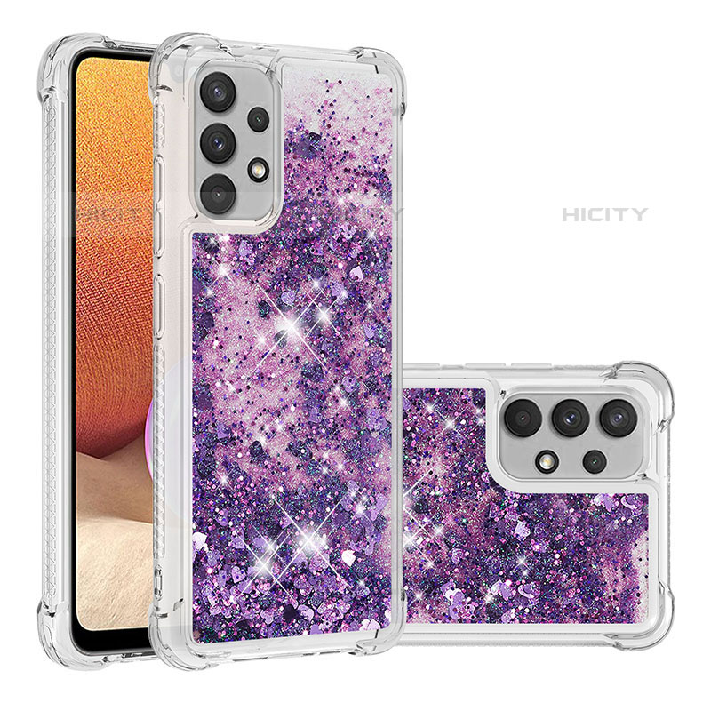 Silikon Hülle Handyhülle Gummi Schutzhülle Flexible Tasche Bling-Bling S01 für Samsung Galaxy M32 5G Violett Plus