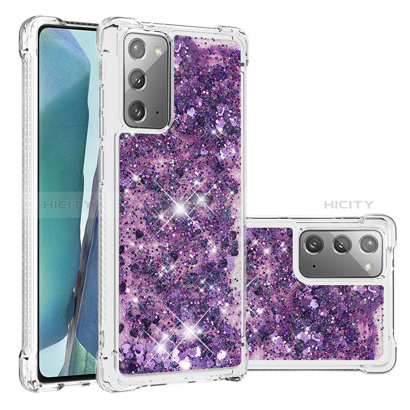 Silikon Hülle Handyhülle Gummi Schutzhülle Flexible Tasche Bling-Bling S01 für Samsung Galaxy Note 20 5G Violett Plus