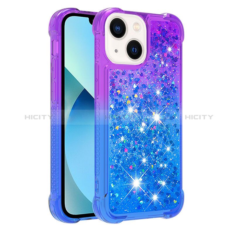 Silikon Hülle Handyhülle Gummi Schutzhülle Flexible Tasche Bling-Bling S02 für Apple iPhone 14 Violett