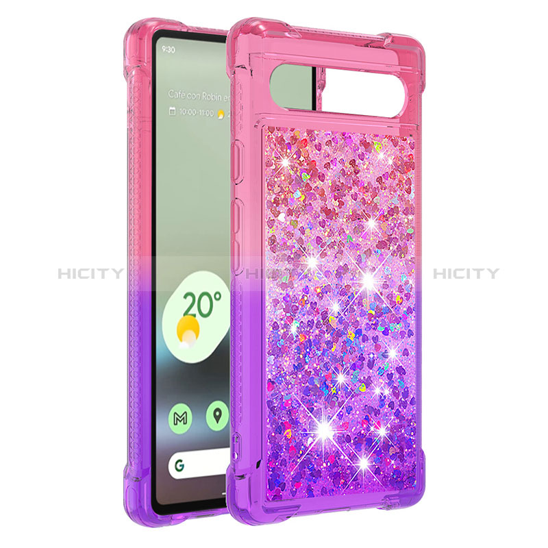 Silikon Hülle Handyhülle Gummi Schutzhülle Flexible Tasche Bling-Bling S02 für Google Pixel 7a 5G Pink Plus