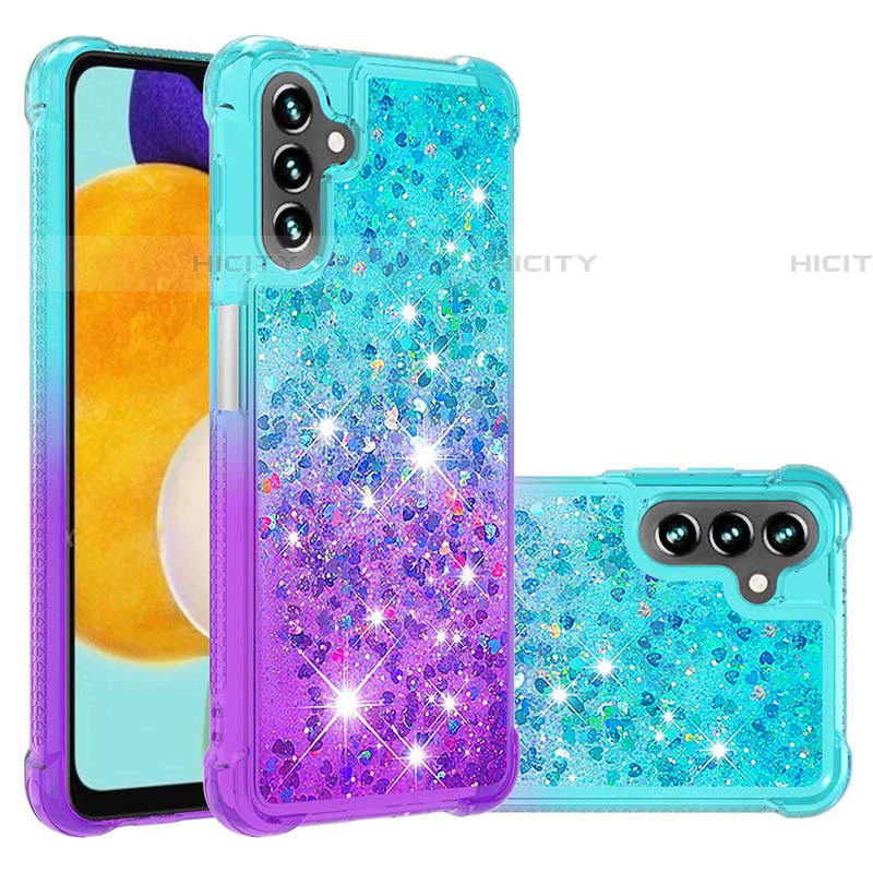 Silikon Hülle Handyhülle Gummi Schutzhülle Flexible Tasche Bling-Bling S02 für Samsung Galaxy A04s Hellblau