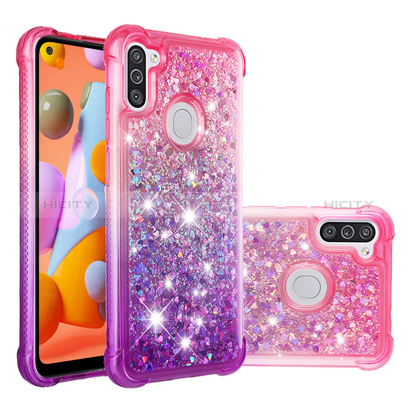 Silikon Hülle Handyhülle Gummi Schutzhülle Flexible Tasche Bling-Bling S02 für Samsung Galaxy A11 Pink