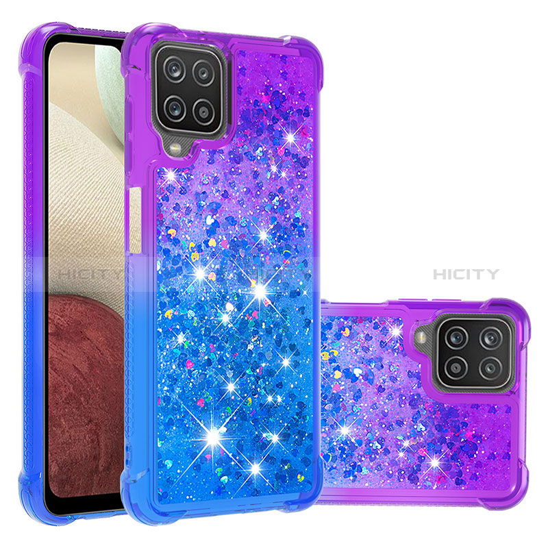 Silikon Hülle Handyhülle Gummi Schutzhülle Flexible Tasche Bling-Bling S02 für Samsung Galaxy A12 5G Violett Plus