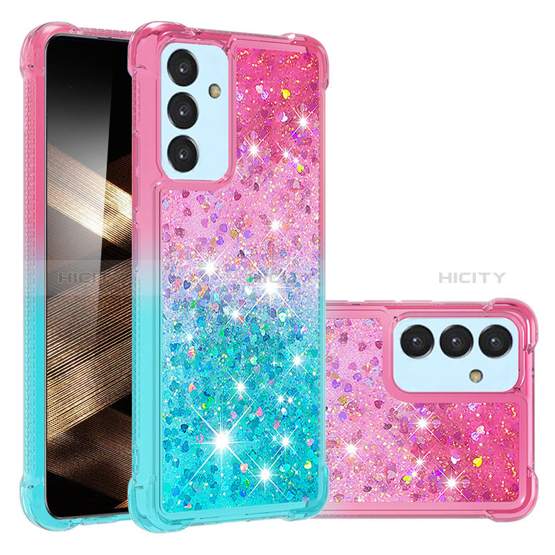 Silikon Hülle Handyhülle Gummi Schutzhülle Flexible Tasche Bling-Bling S02 für Samsung Galaxy A15 5G Rosa