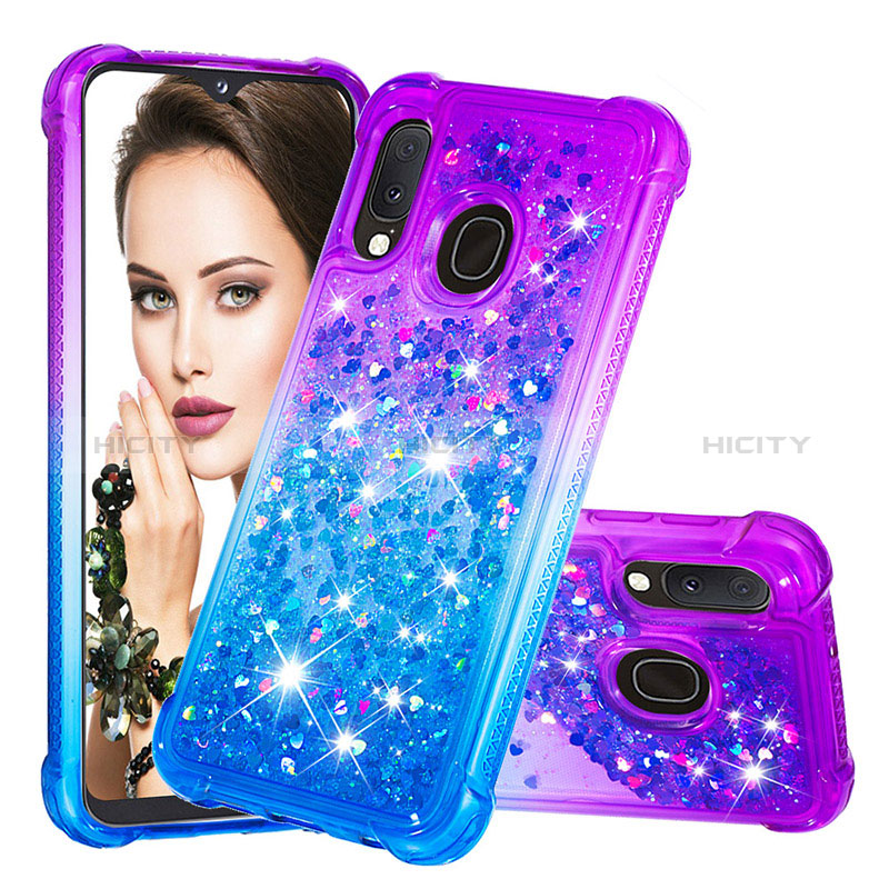 Silikon Hülle Handyhülle Gummi Schutzhülle Flexible Tasche Bling-Bling S02 für Samsung Galaxy A20e Violett Plus