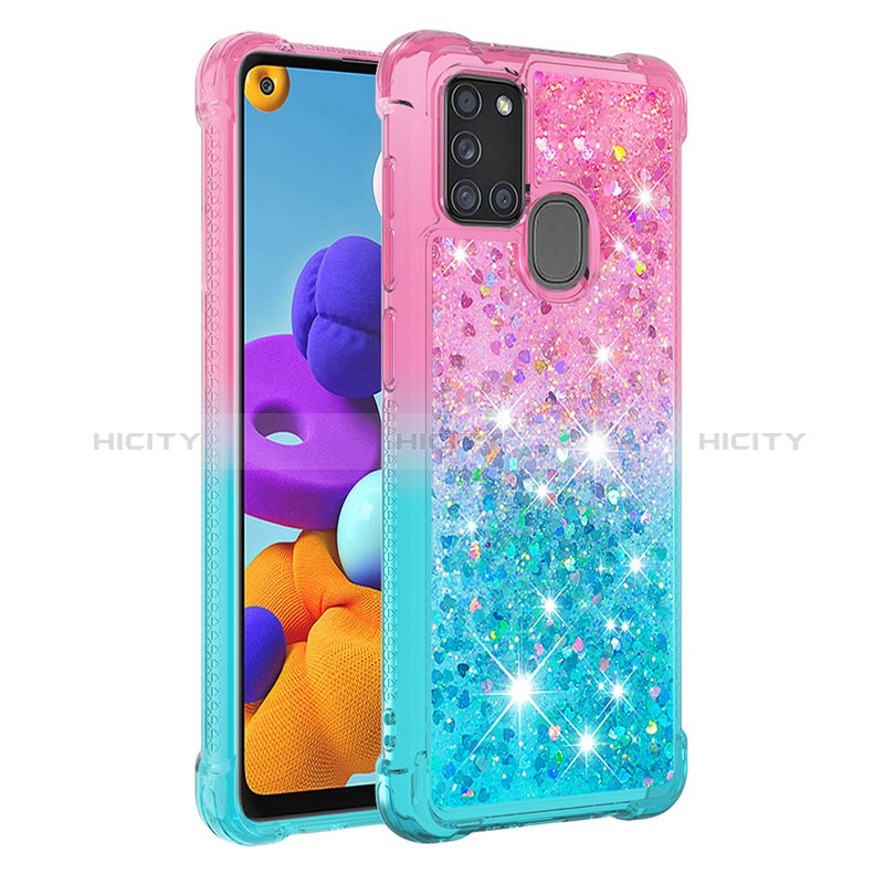 Silikon Hülle Handyhülle Gummi Schutzhülle Flexible Tasche Bling-Bling S02 für Samsung Galaxy A21s groß