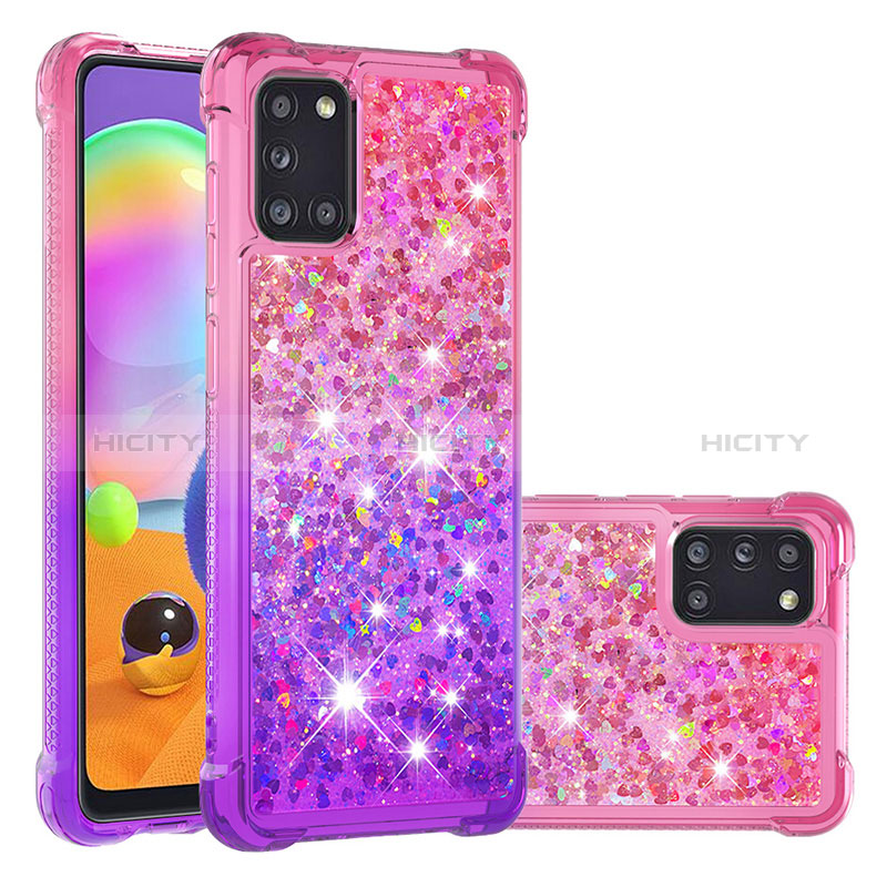 Silikon Hülle Handyhülle Gummi Schutzhülle Flexible Tasche Bling-Bling S02 für Samsung Galaxy A31 Pink