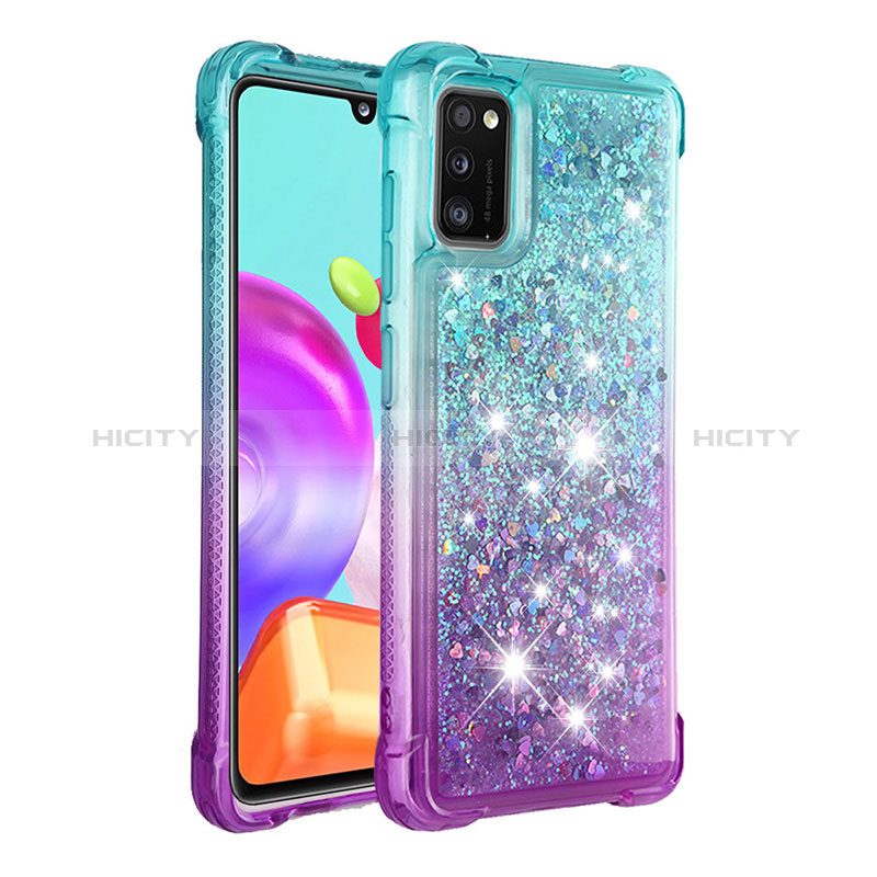 Silikon Hülle Handyhülle Gummi Schutzhülle Flexible Tasche Bling-Bling S02 für Samsung Galaxy A41 Hellblau