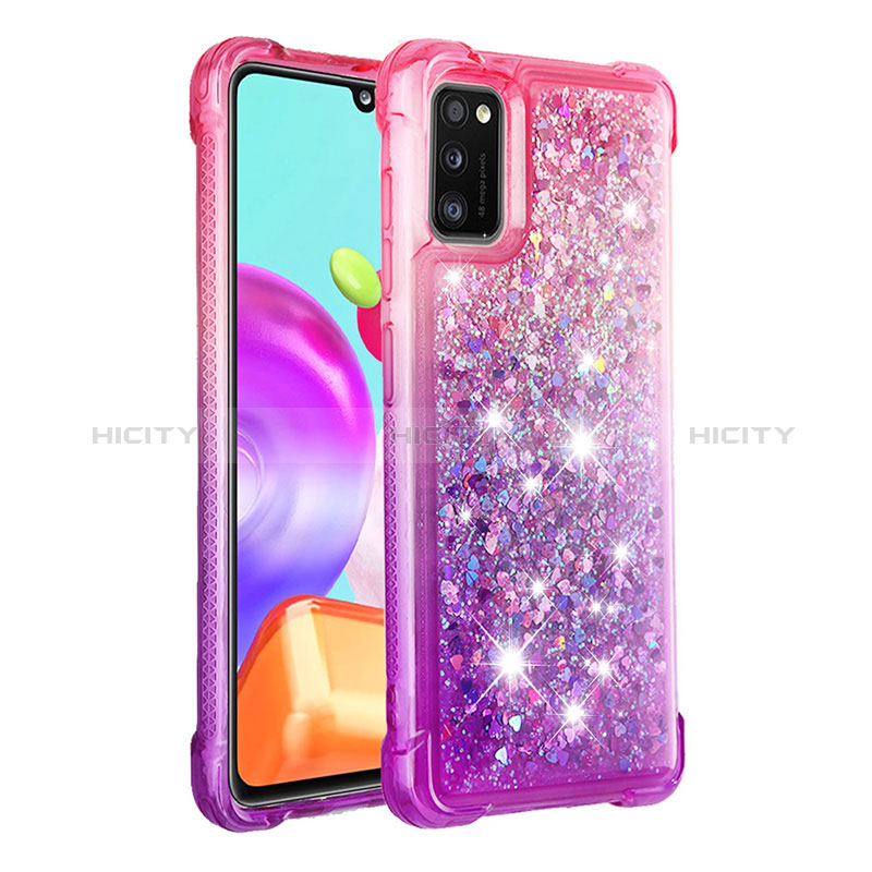 Silikon Hülle Handyhülle Gummi Schutzhülle Flexible Tasche Bling-Bling S02 für Samsung Galaxy A41 Pink