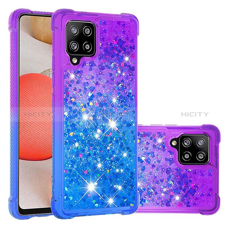 Silikon Hülle Handyhülle Gummi Schutzhülle Flexible Tasche Bling-Bling S02 für Samsung Galaxy A42 5G Violett