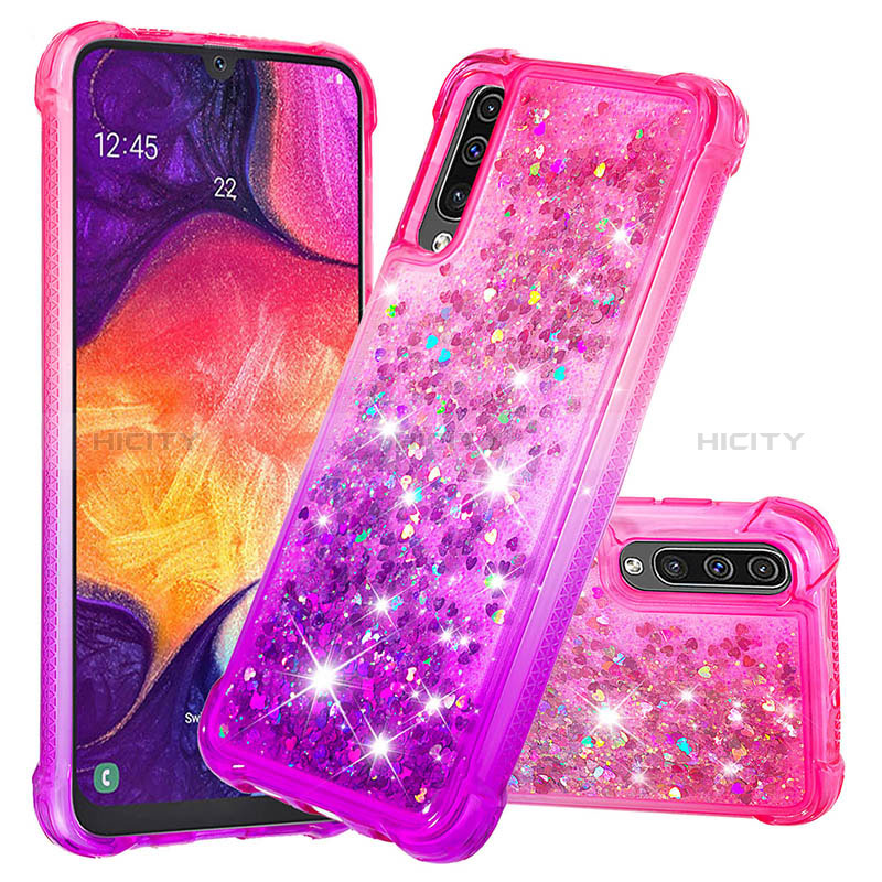 Silikon Hülle Handyhülle Gummi Schutzhülle Flexible Tasche Bling-Bling S02 für Samsung Galaxy A50 Pink