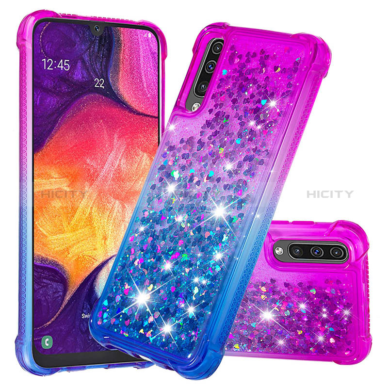 Silikon Hülle Handyhülle Gummi Schutzhülle Flexible Tasche Bling-Bling S02 für Samsung Galaxy A50S Violett Plus