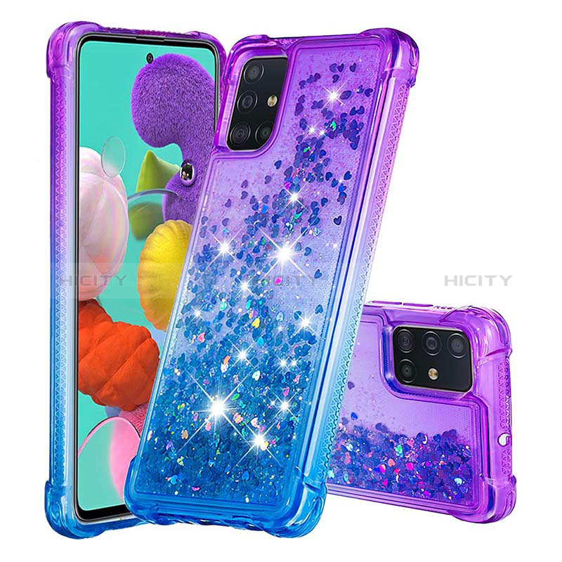 Silikon Hülle Handyhülle Gummi Schutzhülle Flexible Tasche Bling-Bling S02 für Samsung Galaxy A51 4G Violett Plus