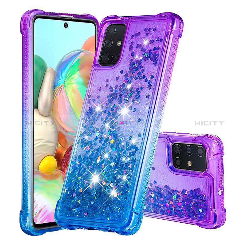 Silikon Hülle Handyhülle Gummi Schutzhülle Flexible Tasche Bling-Bling S02 für Samsung Galaxy A71 5G Violett